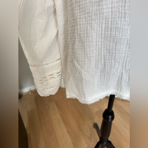 CALME BY JOHNNY WAS 100% Organic Cotton Gauze Peasant Top Natural White NWT - Picture 8 of 12